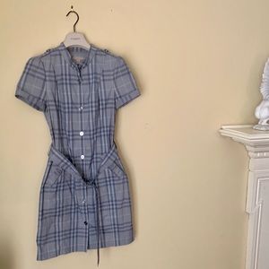 Burberry Brit Blue Plaid Cotton Shirt Dress